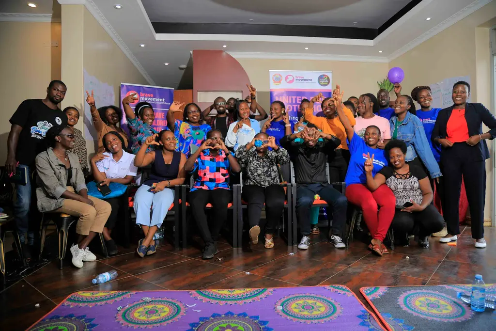 Brave Movement Uganda advocates gathered for self care and wellbeing session