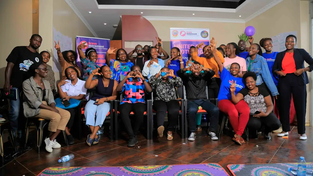 Brave Movement Uganda advocates gathered for self care and wellbeing session