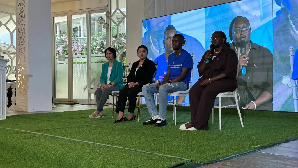 Keegan in a panel discussion at the Violence Ends with Us youth summit.